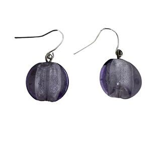 Vintage Pierced Earrings Purple Glass Dangle‎  Wire